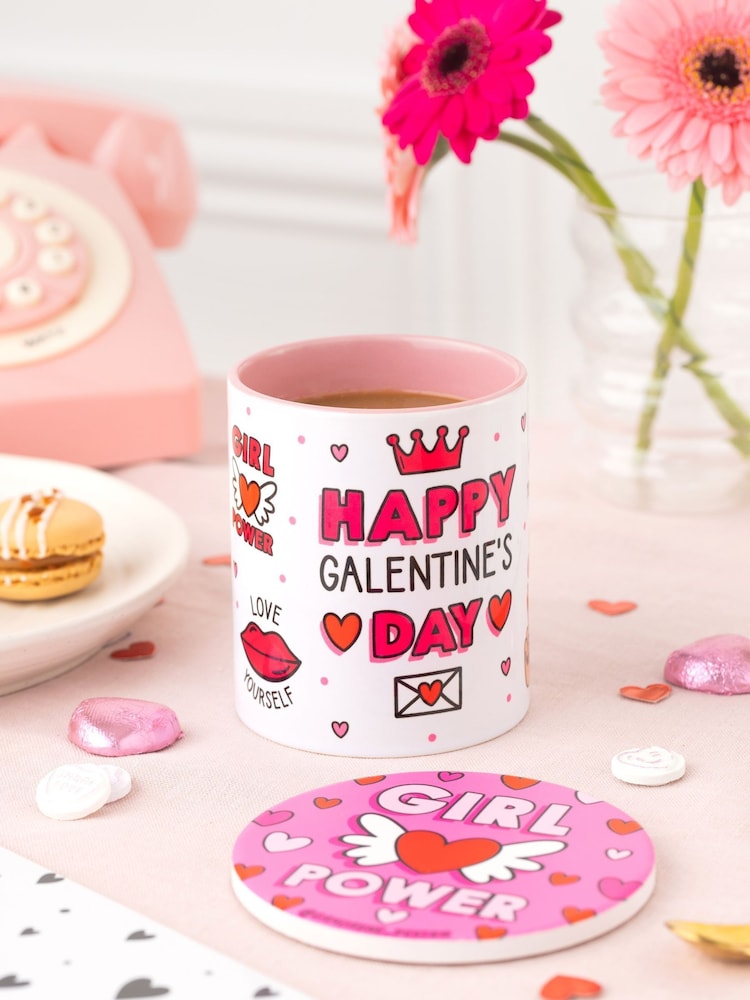 Sam Jayne Design Pink Galentine's Mug and Coaster Set - Image 1 of 5