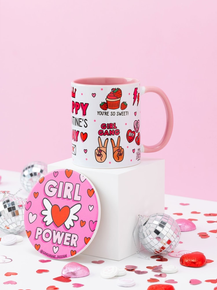 Sam Jayne Design Pink Galentine's Mug and Coaster Set - Image 5 of 5