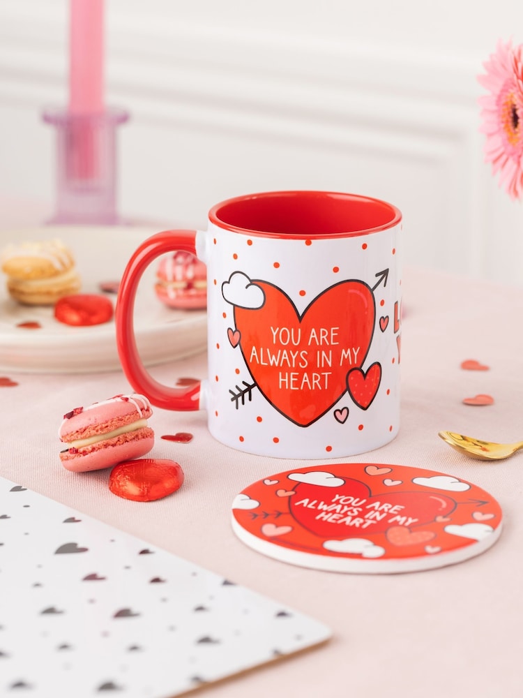 Sam Jayne Design Red Always in My Heart Mug and Coaster Set - Image 1 of 4