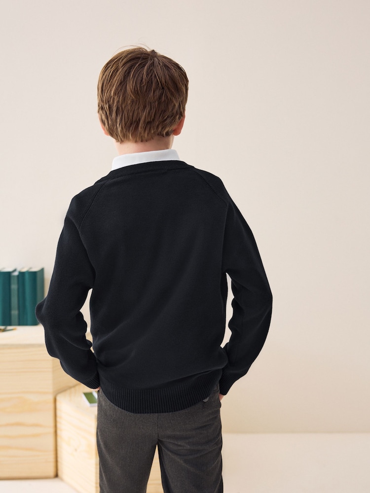Black Knitted Crew Neck School Jumper (3-16yrs) - Image 2 of 7