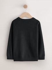 Black Knitted Crew Neck School Jumper (3-16yrs) - Image 5 of 7