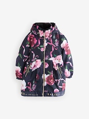 Baker by Ted Baker Navy Shower Resistant Branded Hem Raincoat - Imagem 10 de 15