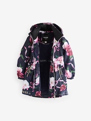 Baker by Ted Baker Navy Shower Resistant Branded Hem Raincoat - Imagem 11 de 15