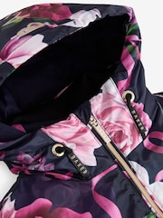 Baker by Ted Baker Navy Shower Resistant Branded Hem Raincoat - Imagem 14 de 15