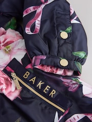 Baker by Ted Baker Navy Shower Resistant Branded Hem Raincoat - Imagem 15 de 15