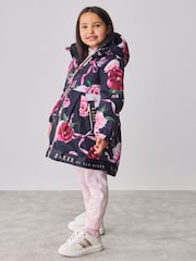 Baker by Ted Baker Navy Shower Resistant Branded Hem Raincoat - Imagem 3 de 15