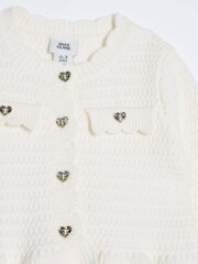 River Island Cream Baby Girls Peplum 100% Cotton Cardigan Set - Image 4 of 5
