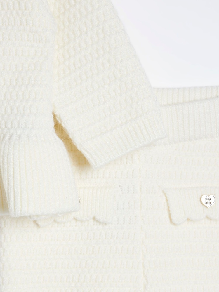 River Island Cream Baby Girls Peplum 100% Cotton Cardigan Set - Image 5 of 5