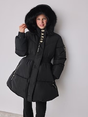 Baker by Ted Baker Shower Resistant Skirted Padded Black Coat - Image 1 of 16