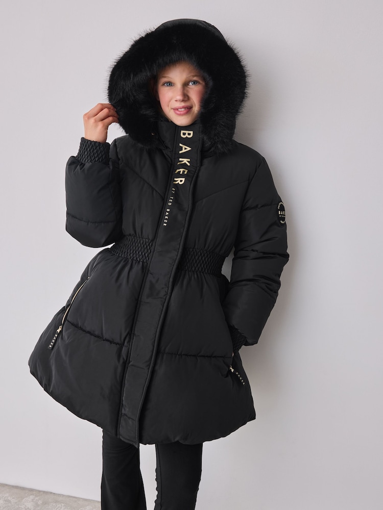 Baker by Ted Baker Shower Resistant Skirted Padded Black Coat - Image 1 of 16