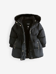 Baker by Ted Baker Shower Resistant Skirted Padded Black Coat - Image 10 of 16