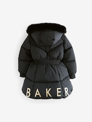 Baker by Ted Baker Shower Resistant Skirted Padded Black Coat - Image 11 of 16