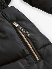 Baker by Ted Baker Shower Resistant Skirted Padded Black Coat - Image 16 of 16