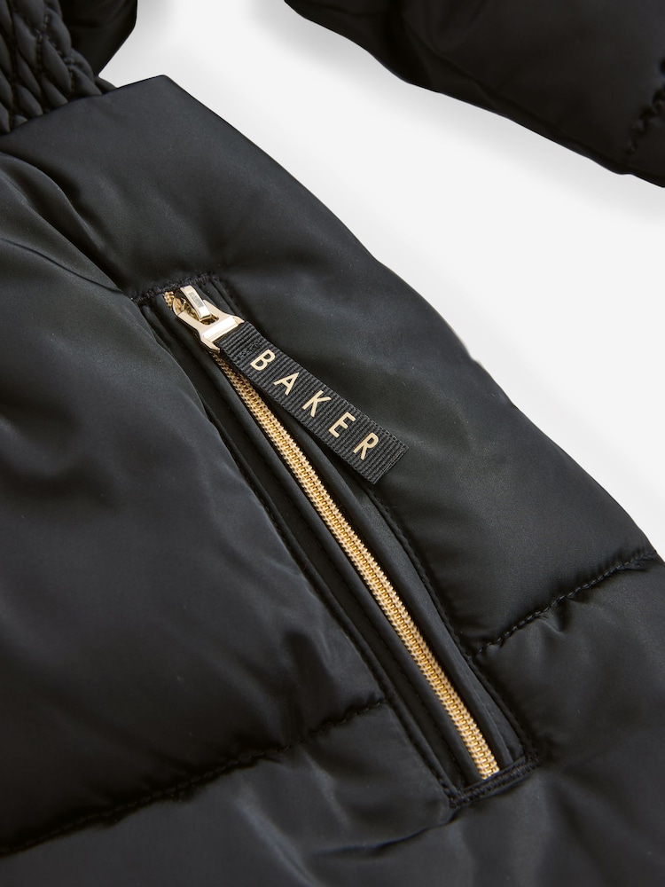 Baker by Ted Baker Shower Resistant Skirted Padded Black Coat - Image 16 of 16