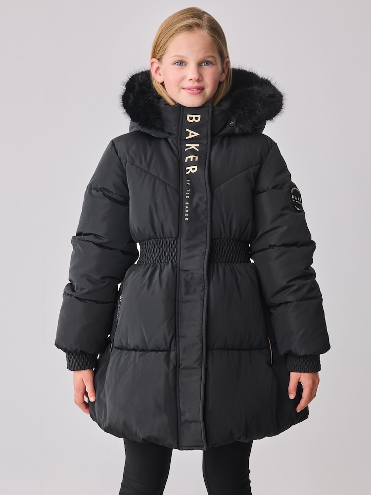 Baker by Ted Baker Shower Resistant Skirted Padded Black Coat - Image 2 of 16