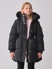 Baker by Ted Baker Shower Resistant Skirted Padded Black Coat - Image 3 of 16
