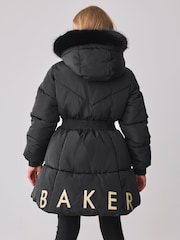 Baker by Ted Baker Shower Resistant Skirted Padded Black Coat - Image 4 of 16