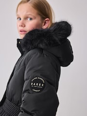 Baker by Ted Baker Shower Resistant Skirted Padded Black Coat - Image 6 of 16