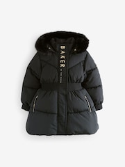 Baker by Ted Baker Shower Resistant Skirted Padded Black Coat - Image 9 of 16