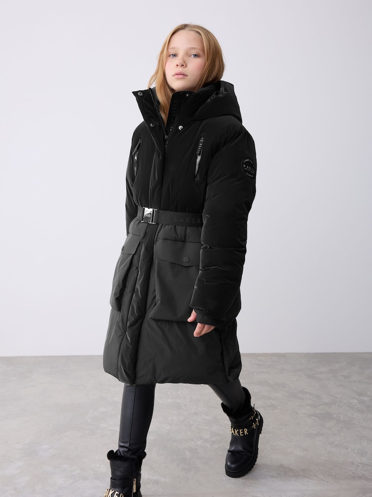 Črna vodoodporna dolga podložena parka s pasom Baker by Ted Baker - Slika 1 iz 14 Črna vodoodporna dolga podložena parka s pasom Baker by Ted Baker - Slika 1 iz 14