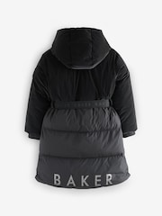 Baker by Ted Baker Shower Resistant Longline Belted Padded Black Parka - Bild 3 von 7