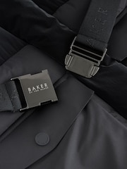 Baker by Ted Baker Shower Resistant Longline Belted Padded Black Parka - Bild 5 von 7