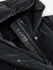 Baker by Ted Baker Shower Resistant Longline Belted Padded Black Parka - Bild 6 von 7