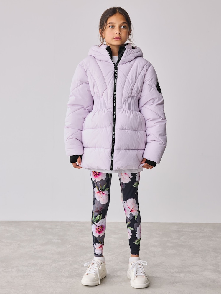 Baker by Ted Baker Shower Resistant Lilac Shirred Padded Coat - Image 1 of 17