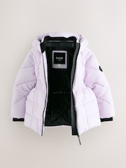 Baker by Ted Baker Shower Resistant Lilac Shirred Padded Coat - Image 13 of 17