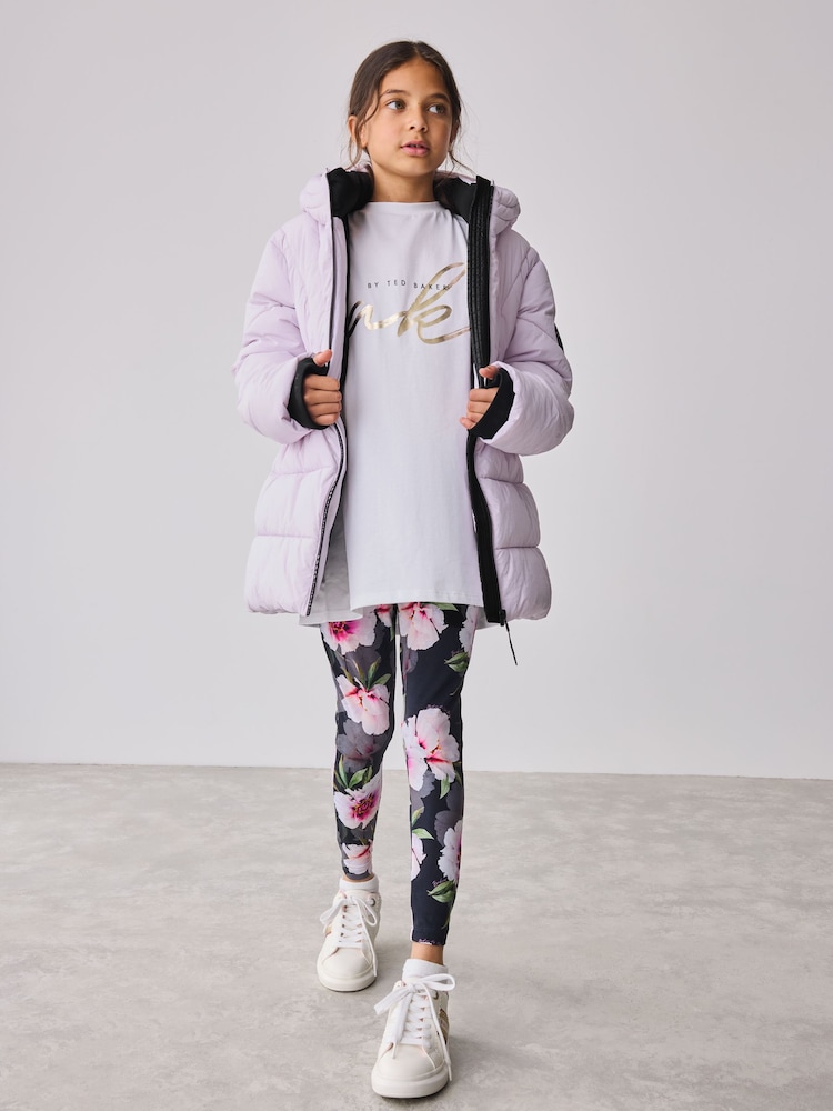 Baker by Ted Baker Shower Resistant Lilac Shirred Padded Coat - Image 2 of 17