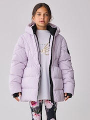Baker by Ted Baker Shower Resistant Lilac Shirred Padded Coat - Image 3 of 17