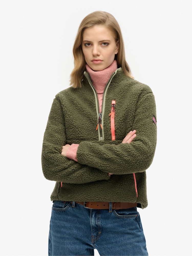Superdry Green Outdoor Half Zip Fleece - Image 1 of 3