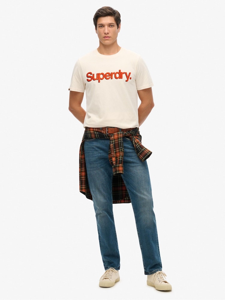 Superdry Cream Classic Core Logo Shadow T-Shirt - Image 1 of 3