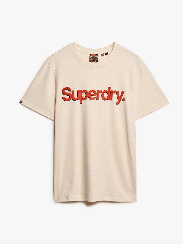 Superdry Cream Classic Core Logo Shadow T-Shirt - Image 2 of 3