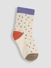 JoJo Maman Bébé Orange Printed Socks 3 Pack - Image 3 of 5