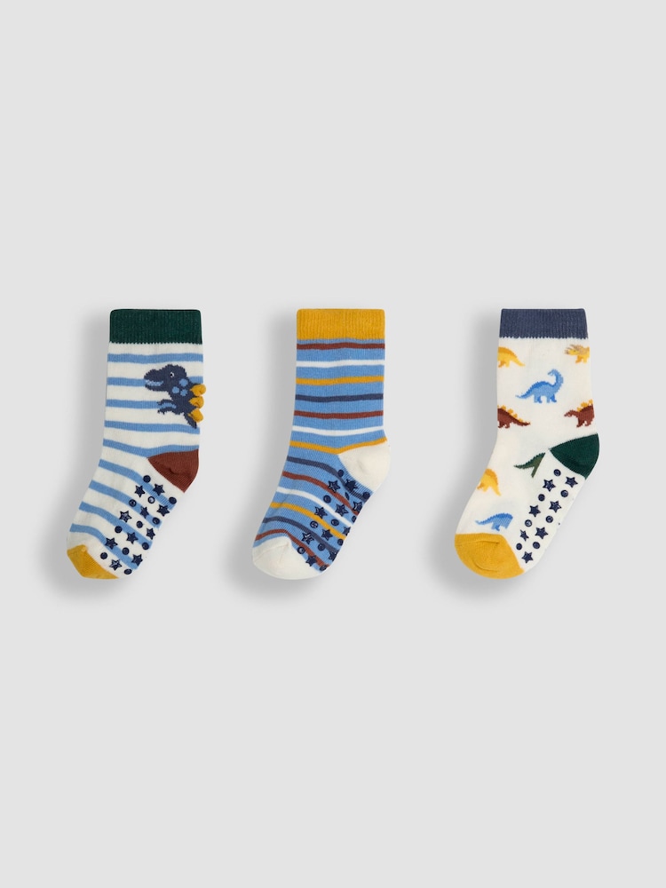 JoJo Maman Bébé Blue 3-Pack Printed Socks - Image 1 of 4
