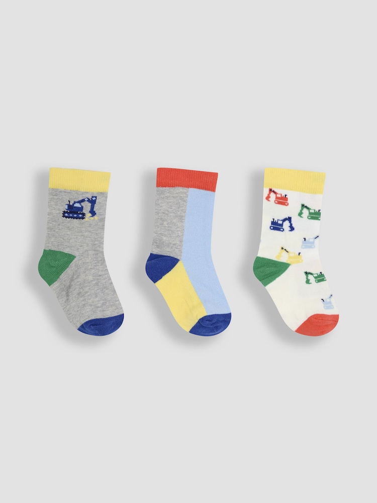 JoJo Maman Bébé Blue 3-Pack Printed Socks - Image 1 of 4