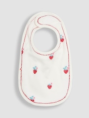 JoJo Maman Bébé Cream 100% Organic Cotton Strawberry Embroidered Bib - Image 1 of 3