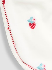 JoJo Maman Bébé Cream 100% Organic Cotton Strawberry Embroidered Bib - Image 3 of 3