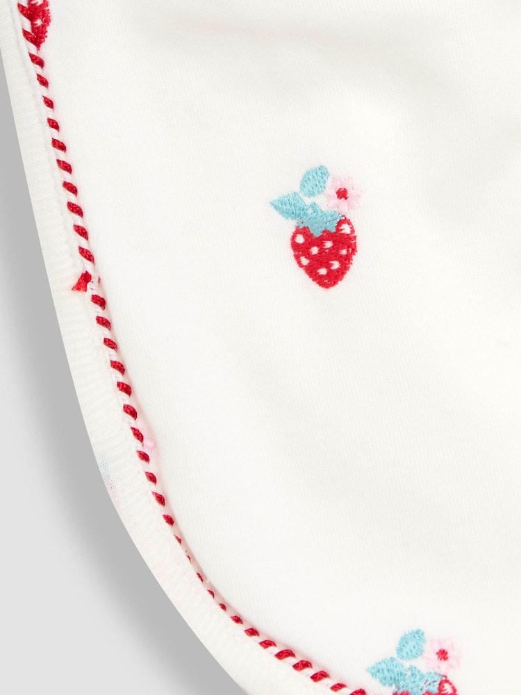 JoJo Maman Bébé Cream Strawberry Embroidered Bib - Image 5 of 5 JoJo Maman Bébé Cream Strawberry Embroidered Bib - Image 5 of 5