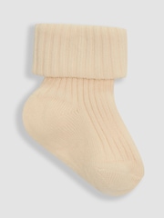 JoJo Maman Bébé Khaki 3-Pack Ribbed Baby Socks - Image 2 of 4