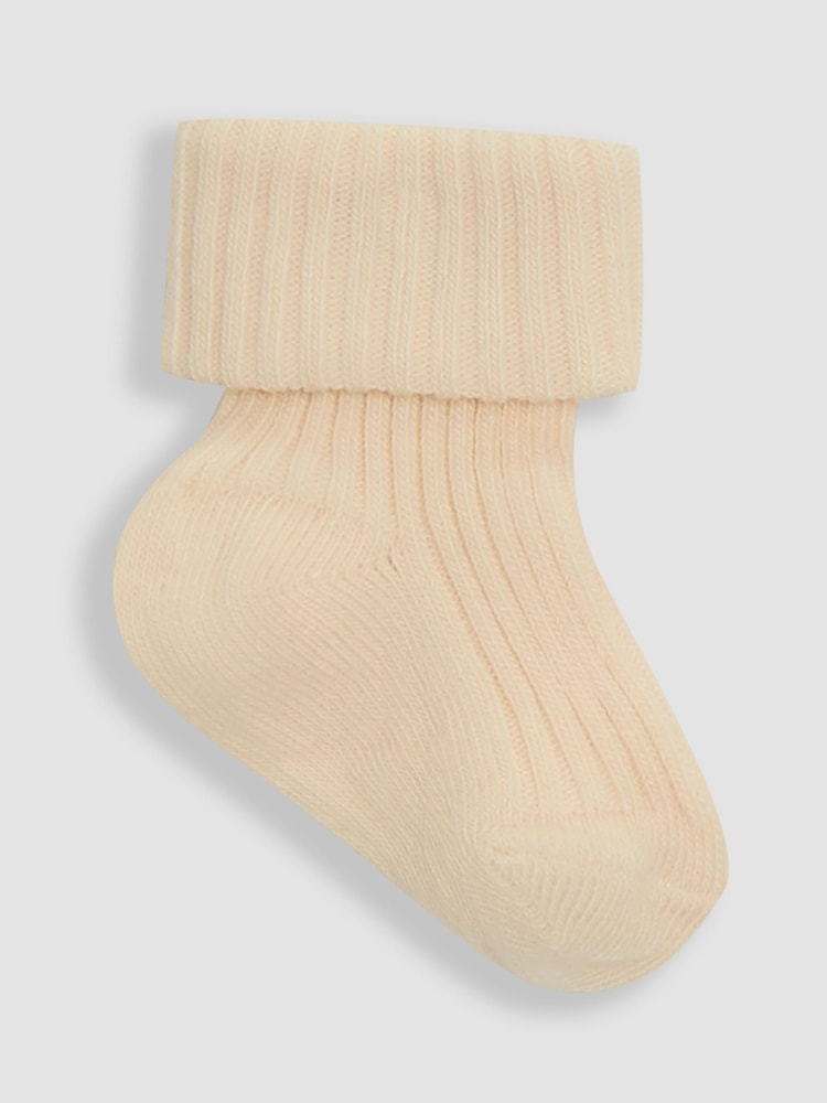 JoJo Maman Bébé Khaki 3-Pack Ribbed Baby Socks - Image 2 of 4