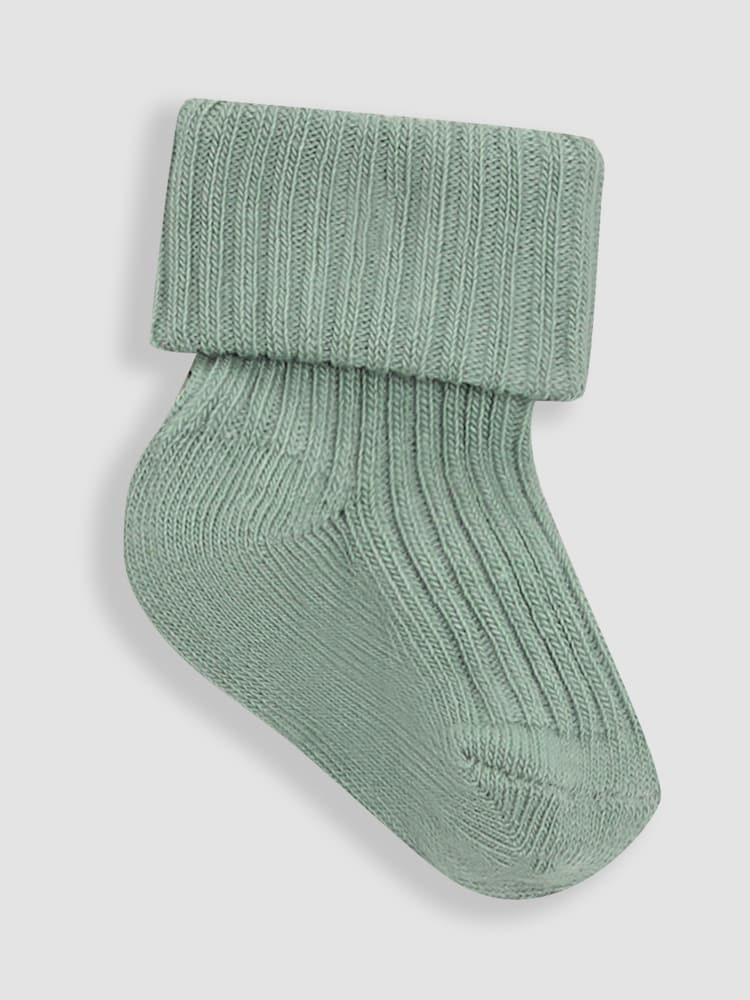 JoJo Maman Bébé Khaki 3-Pack Ribbed Baby Socks - Image 4 of 4