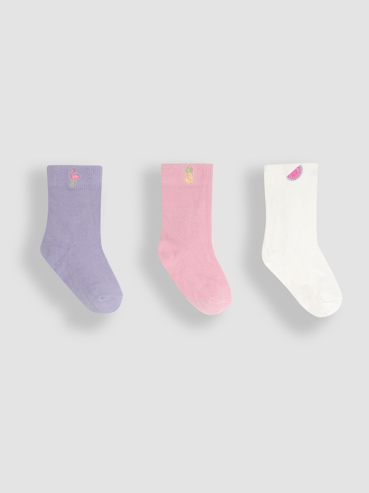 JoJo Maman Bébé Pink Printed Socks 3 Pack - Image 1 of 4
