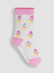 JoJo Maman Bébé Pink 3-Pack Printed Socks - Image 2 of 4