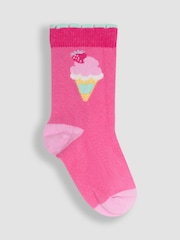 JoJo Maman Bébé Pink 3-Pack Printed Socks - Image 3 of 4