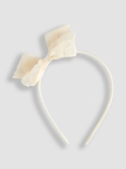 Jojo Maman Bébé Cream Bow Aliceband - Image 1 of 3