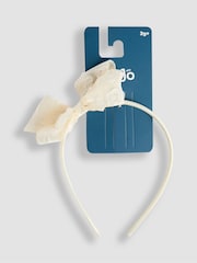 Jojo Maman Bébé Cream Bow Aliceband - Image 2 of 3
