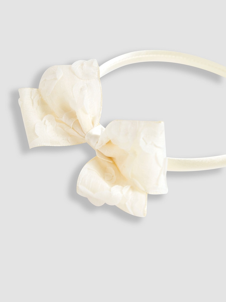 Jojo Maman Bébé Cream Bow Aliceband - Image 3 of 3