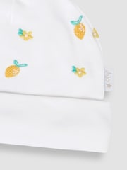 JoJo Maman Bébé 100% Organic Cotton Lemon Embroidered Baby Hat - Imagen 4 de 5